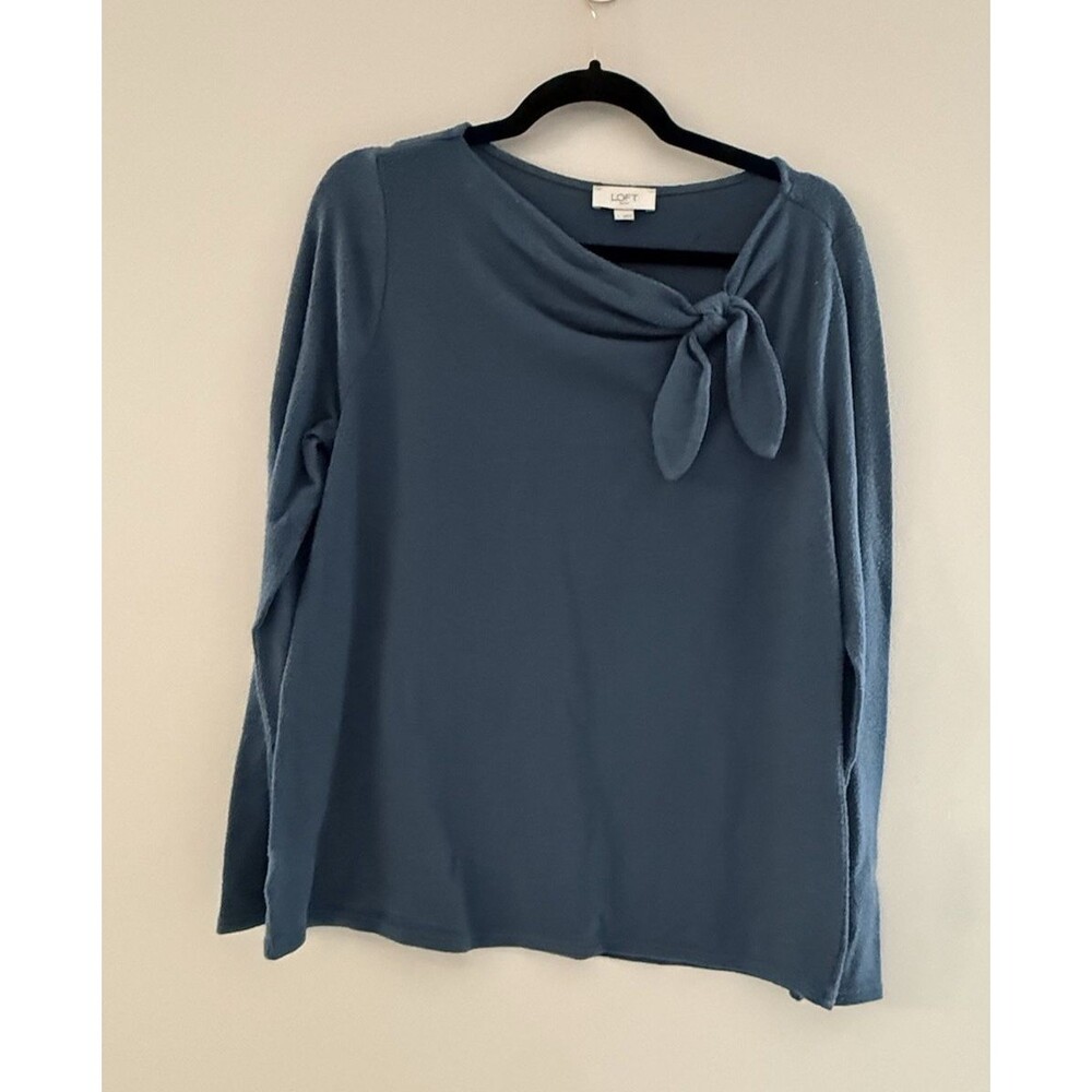 Loft Green Long Sleeve Lightweight Sweater with Bow - Large
